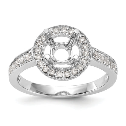 14K White Gold Round Simulated Diamond Halo Engagement Ring