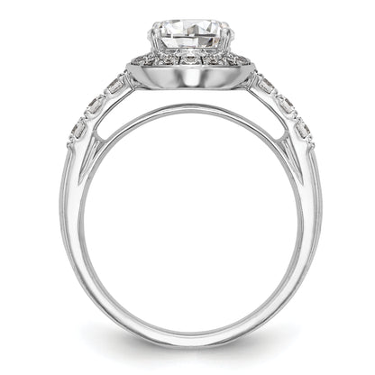 14K White Gold Round Simulated Diamond Halo Engagement Ring