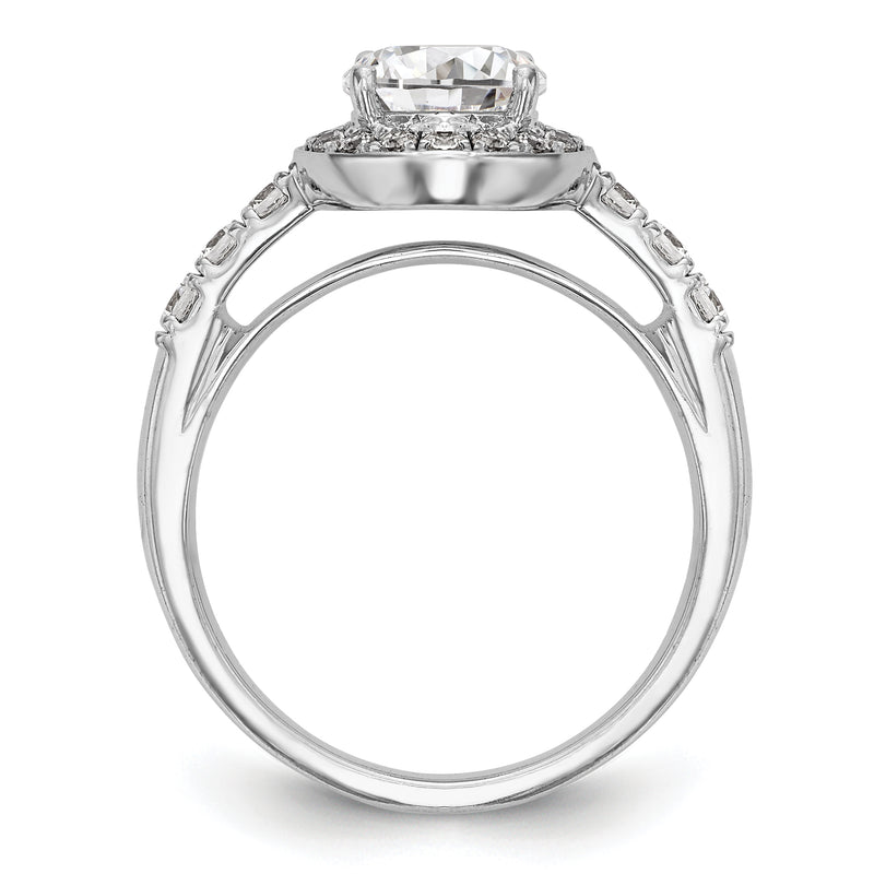 14K White Gold Round Simulated Diamond Halo Engagement Ring