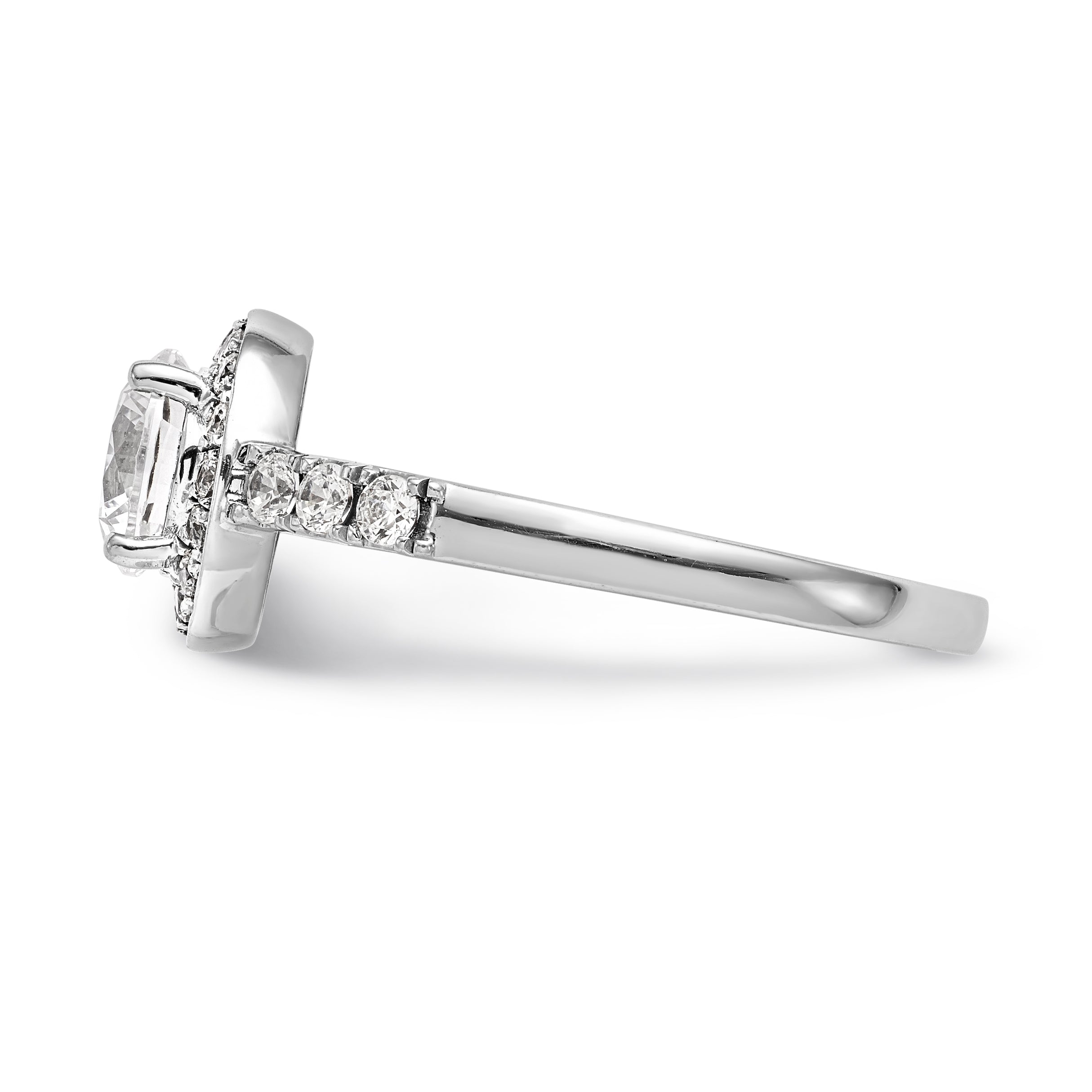 14K White Gold Round Simulated Diamond Halo Engagement Ring