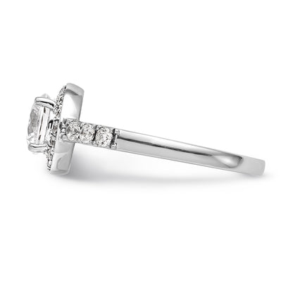 14K White Gold Round Simulated Diamond Halo Engagement Ring