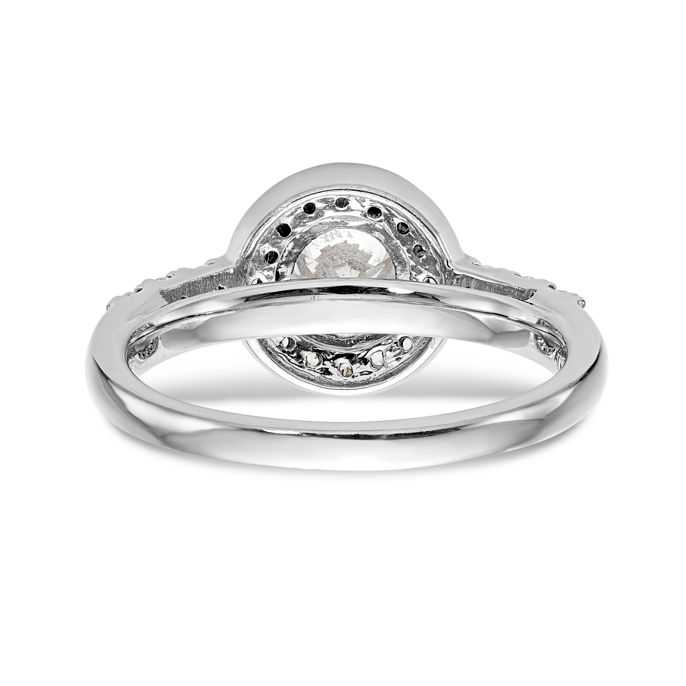 14K White Gold Round Simulated Diamond Halo Engagement Ring