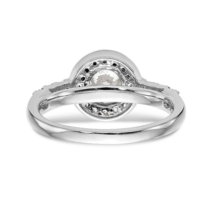 14K White Gold Round Simulated Diamond Halo Engagement Ring