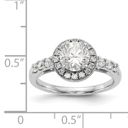 14K White Gold Round Simulated Diamond Halo Engagement Ring