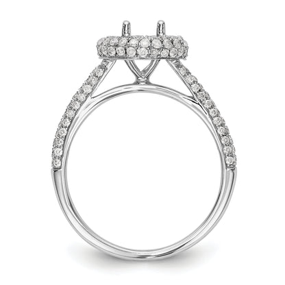 14K White Gold Round Simulated Diamond Halo Engagement Ring