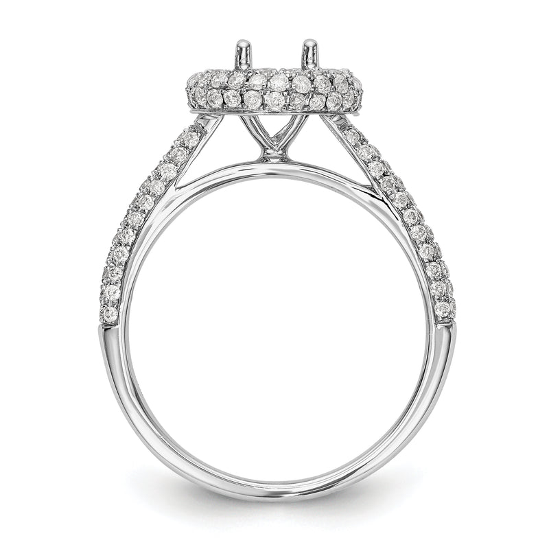 14K White Gold Round Simulated Diamond Halo Engagement Ring