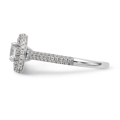 14K White Gold Round Simulated Diamond Halo Engagement Ring