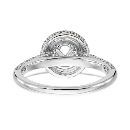 14K White Gold Round Simulated Diamond Halo Engagement Ring