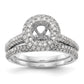 14K White Gold Round Simulated Diamond Halo Engagement Ring