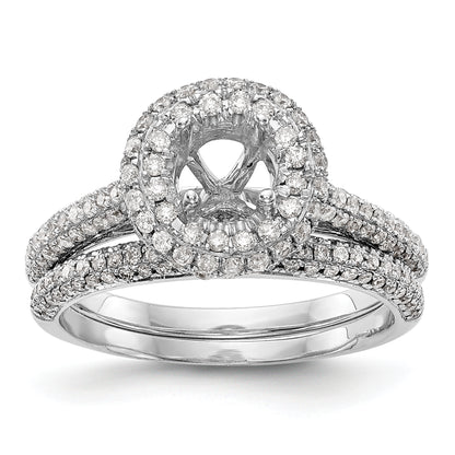 14K White Gold Round Simulated Diamond Halo Engagement Ring