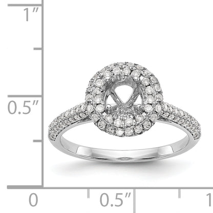 14K White Gold Round Simulated Diamond Halo Engagement Ring