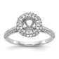 14K White Gold Round Simulated Diamond Halo Engagement Ring