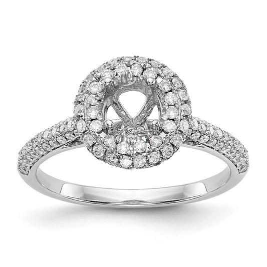 14K White Gold Round Simulated Diamond Halo Engagement Ring