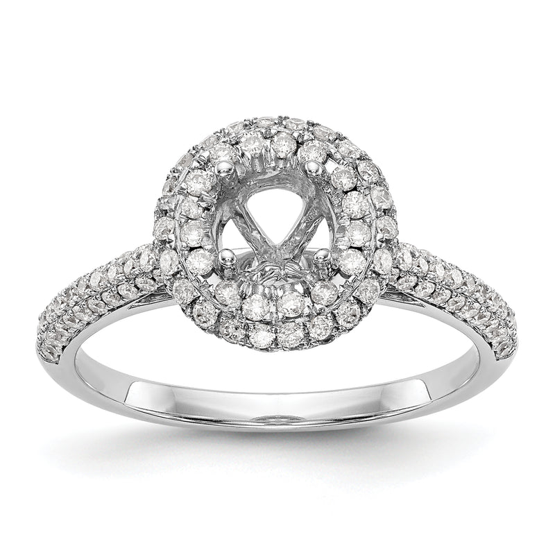 14K White Gold Round Simulated Diamond Halo Engagement Ring