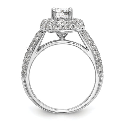 14K White Gold Round Simulated Diamond Halo Engagement Ring