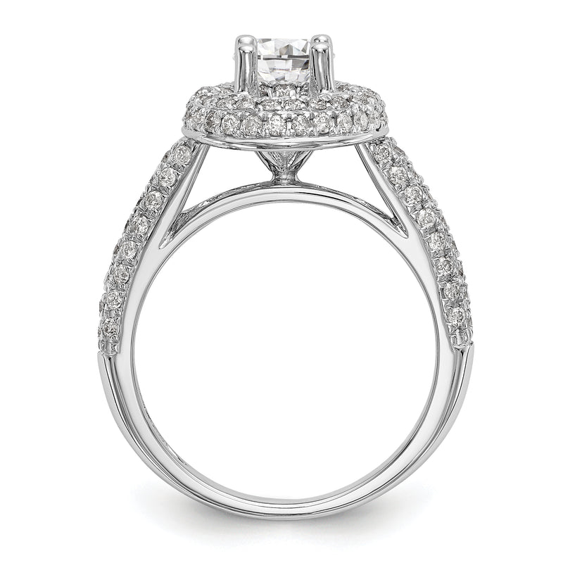 14K White Gold Round Simulated Diamond Halo Engagement Ring