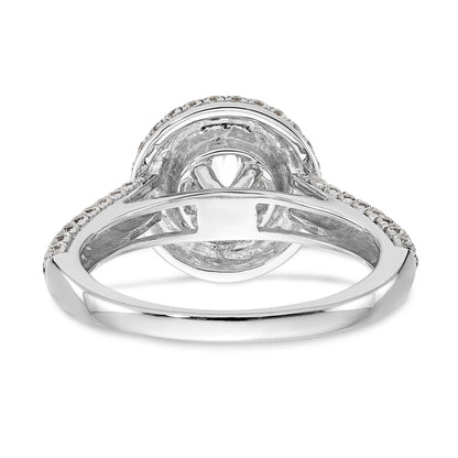 14K White Gold Round Simulated Diamond Halo Engagement Ring