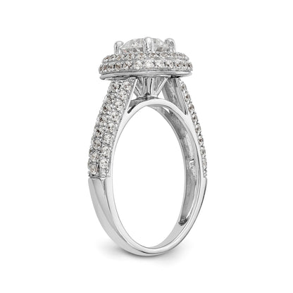 14K White Gold Round Simulated Diamond Halo Engagement Ring