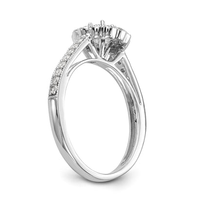 14K White Gold Round Simulated Diamond Halo Engagement Ring