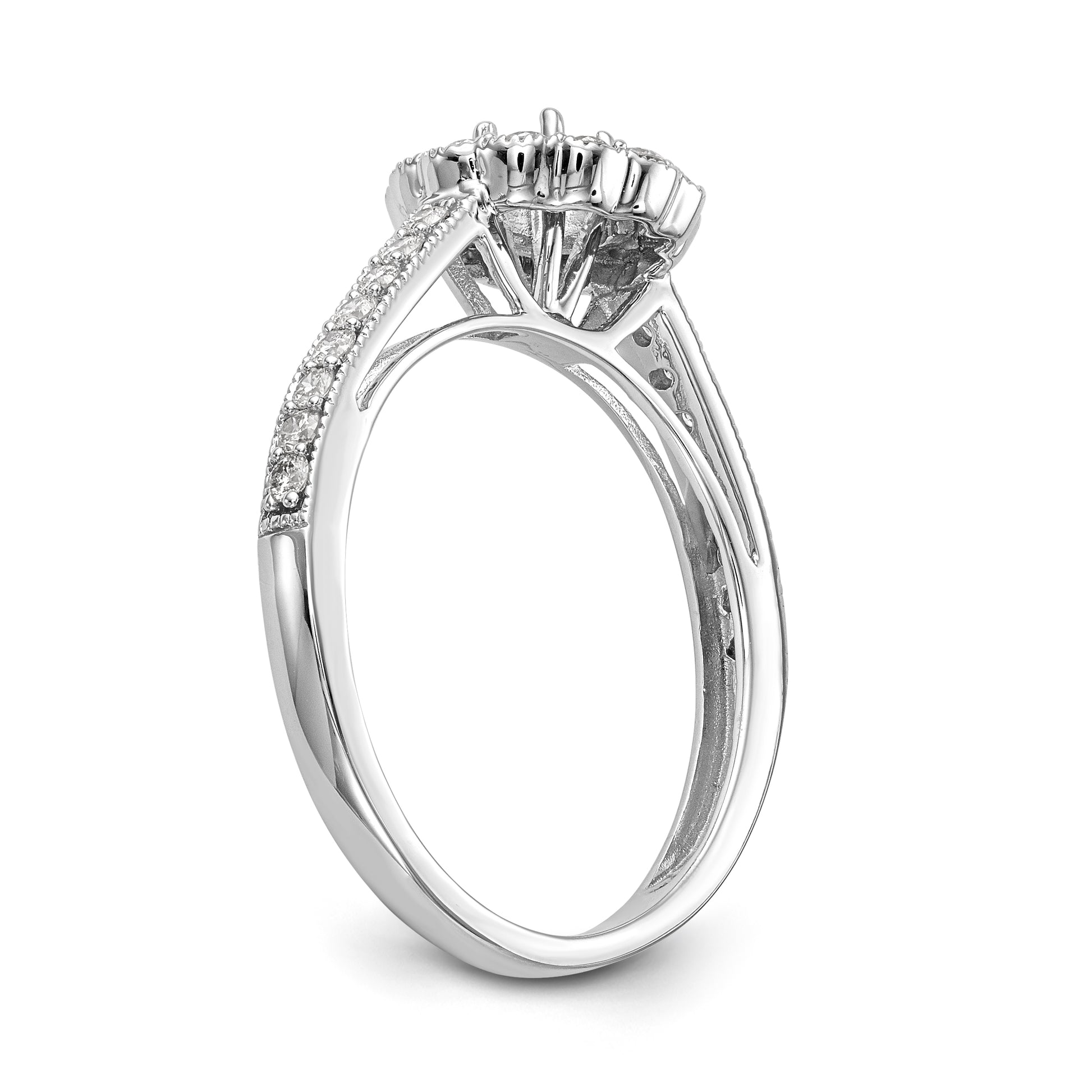 14K White Gold Round Simulated Diamond Halo Engagement Ring