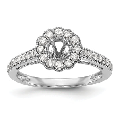 14K White Gold Round Simulated Diamond Halo Engagement Ring