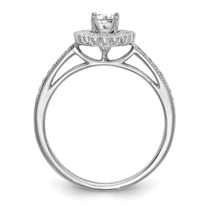 14K White Gold Round Simulated Diamond Halo Engagement Ring