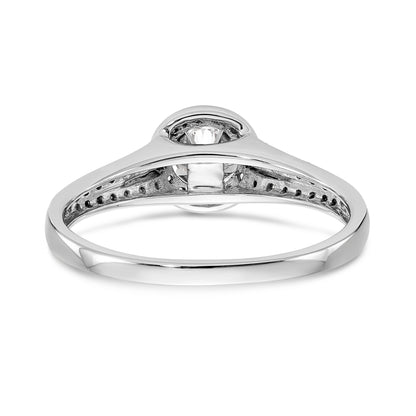14K White Gold Round Simulated Diamond Halo Engagement Ring