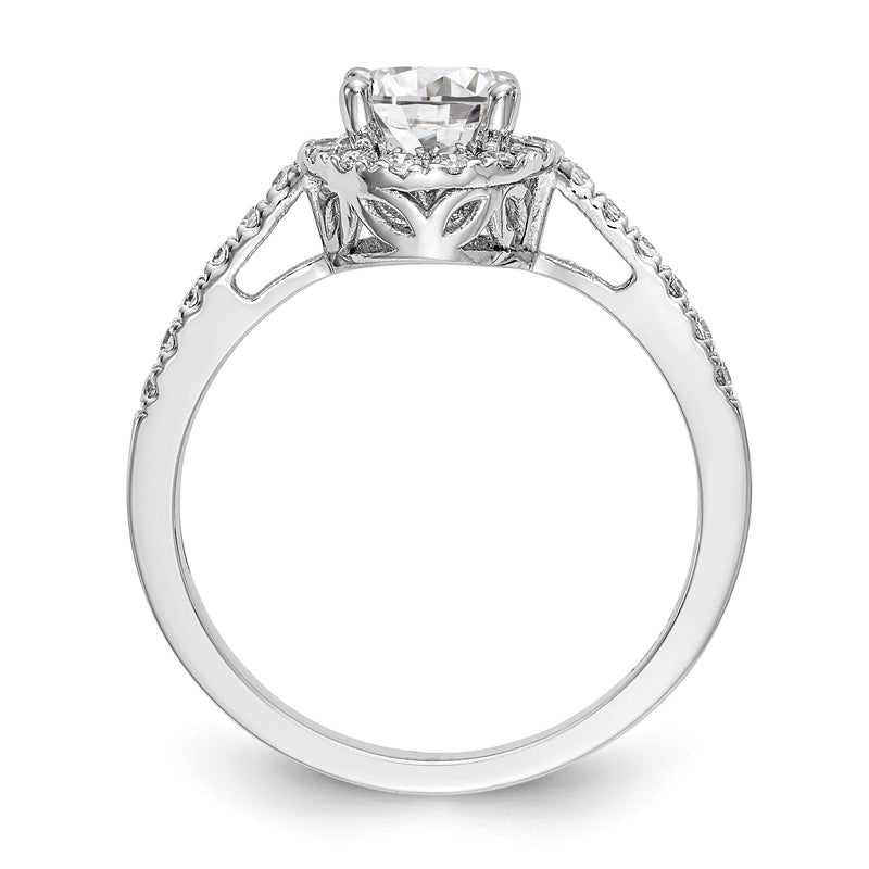 14K White Gold Round Simulated Diamond Halo Engagement Ring