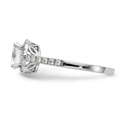 14K White Gold Round Simulated Diamond Halo Engagement Ring