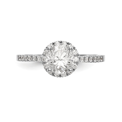 14K White Gold Round Simulated Diamond Halo Engagement Ring
