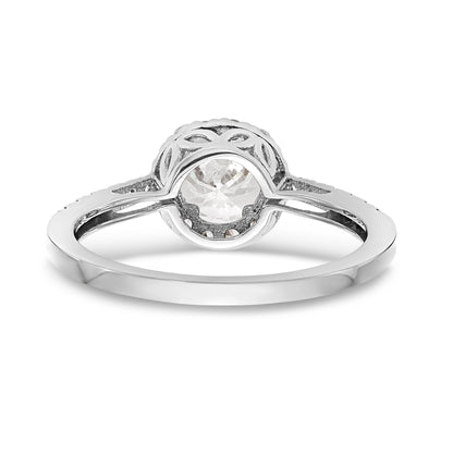 14K White Gold Round Simulated Diamond Halo Engagement Ring