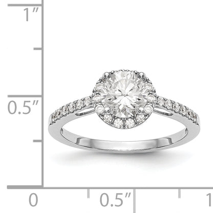 14K White Gold Round Simulated Diamond Halo Engagement Ring