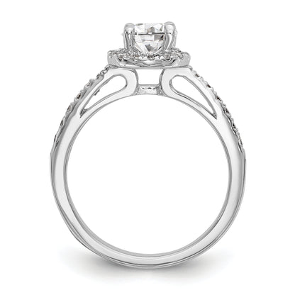 14K White Gold Round Simulated Diamond Halo Engagement Ring