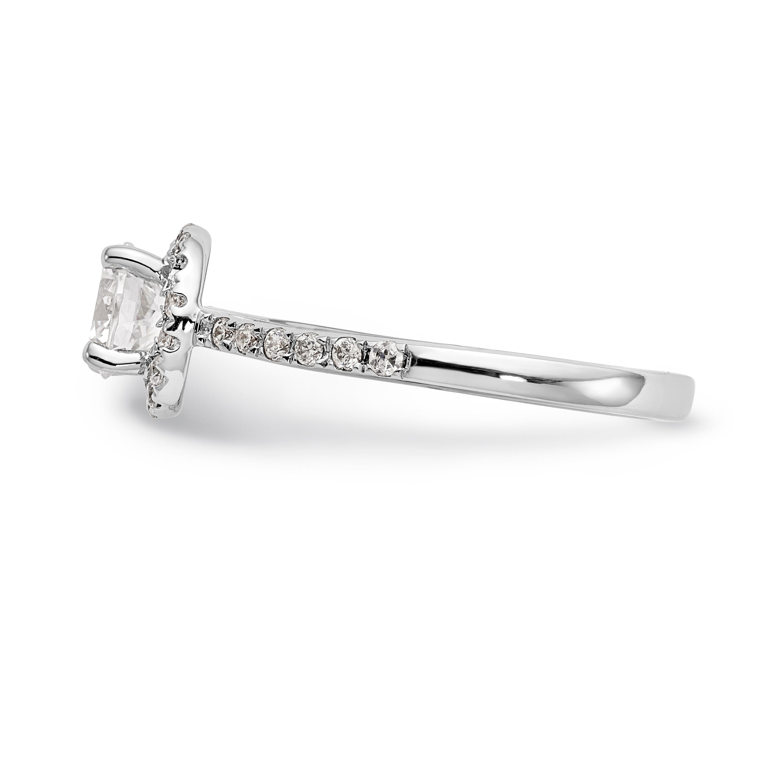 14K White Gold Round Simulated Diamond Halo Engagement Ring