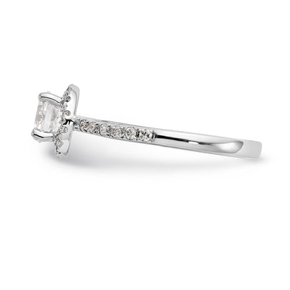 14K White Gold Round Simulated Diamond Halo Engagement Ring