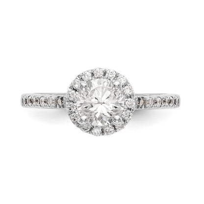 14K White Gold Round Simulated Diamond Halo Engagement Ring