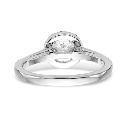 14K White Gold Round Simulated Diamond Halo Engagement Ring