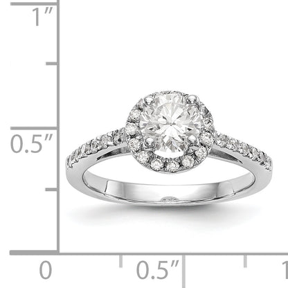 14K White Gold Round Simulated Diamond Halo Engagement Ring