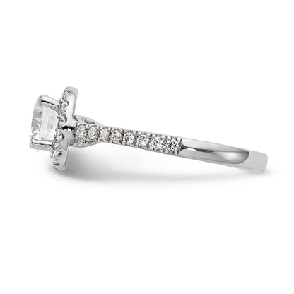 14K White Gold Round Simulated Diamond Halo Engagement Ring