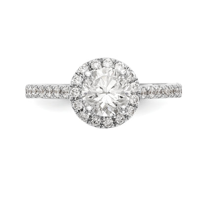 14K White Gold Round Simulated Diamond Halo Engagement Ring