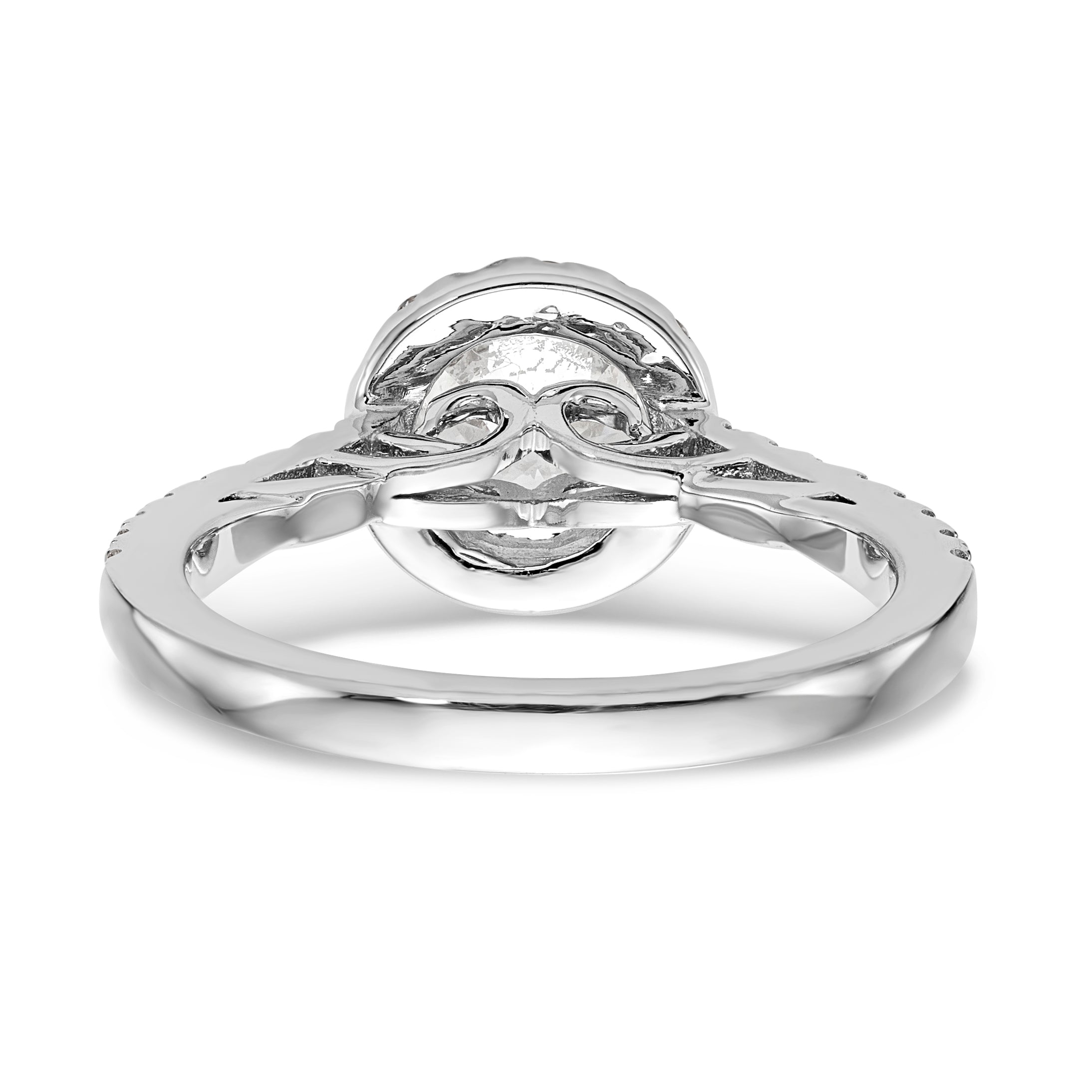 14K White Gold Round Simulated Diamond Halo Engagement Ring