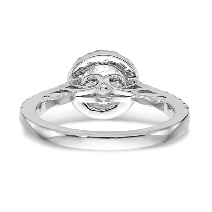 14K White Gold Round Simulated Diamond Halo Engagement Ring