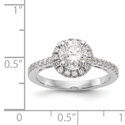 14K White Gold Round Simulated Diamond Halo Engagement Ring
