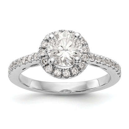14K White Gold Round Simulated Diamond Halo Engagement Ring