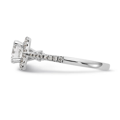 14K White Gold Round Simulated Diamond Halo Engagement Ring