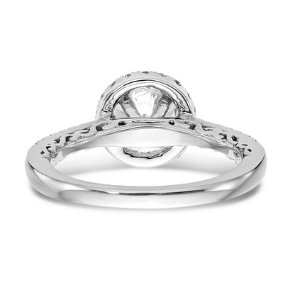14K White Gold Round Simulated Diamond Halo Engagement Ring