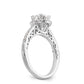 14K White Gold Round Simulated Diamond Halo Engagement Ring