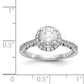 14K White Gold Round Simulated Diamond Halo Engagement Ring