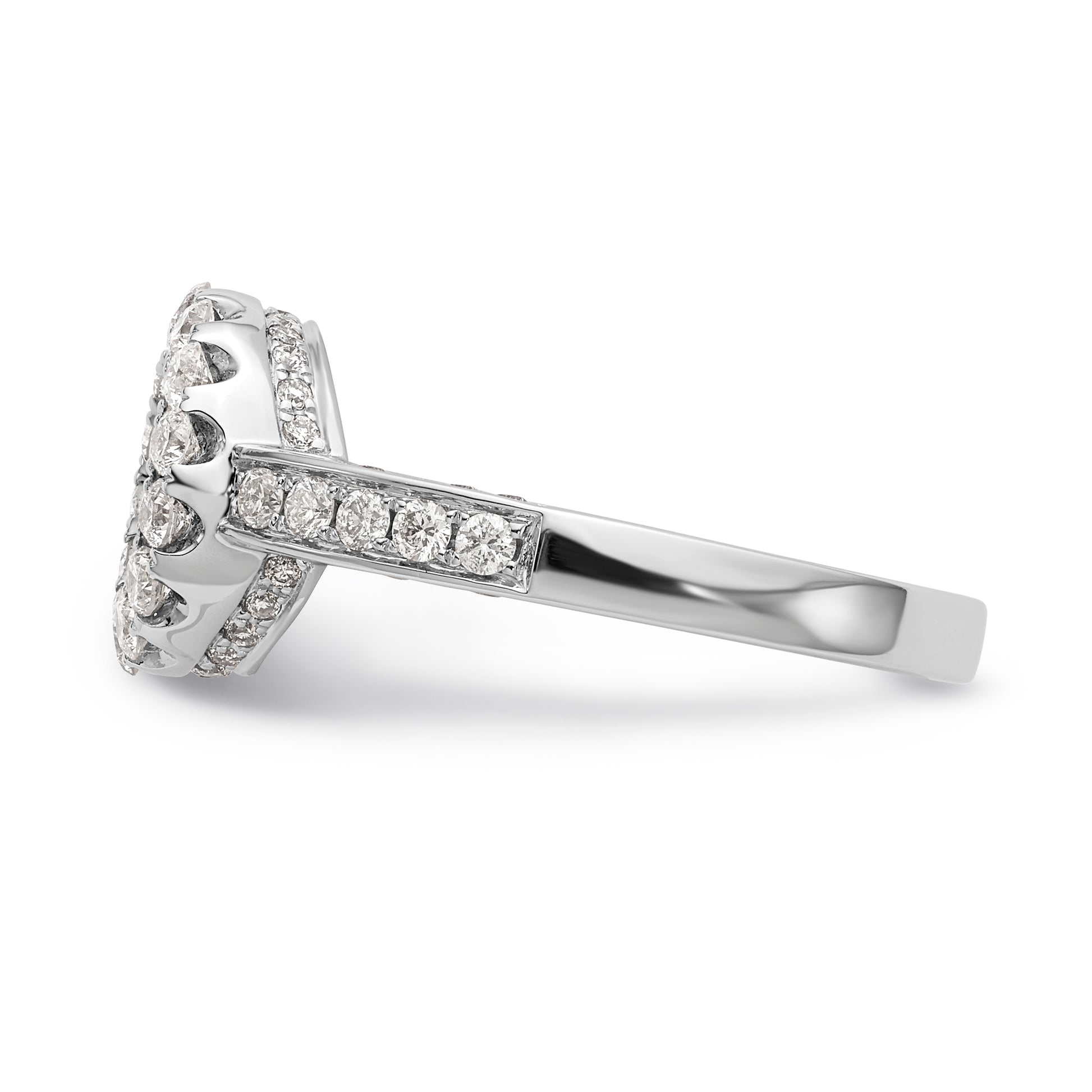 14KW Peg Set Simulated Diamond Round Halo Engagement Ring