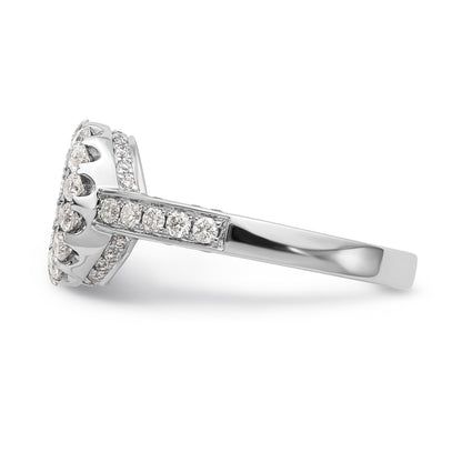 14KW Peg Set Simulated Diamond Round Halo Engagement Ring